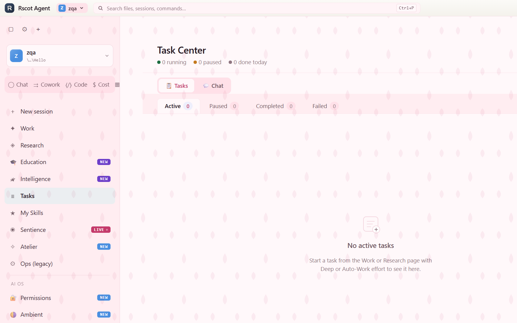 Task Center · long-running work